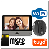 Дверной видеоглазок с монитором Tuya Wi-Fi "HDcom DW1-Tuya" с записью на SD карту и датчиком движения